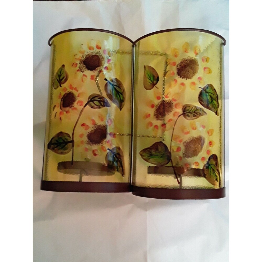 Stained Glass Sunflower Set of Candleholders